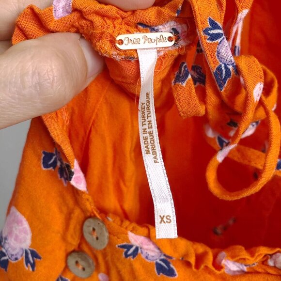 FREE PEOPLE Like A Lady Mini Dress in Orange Floral Print Size XS - Picture 7 of 10